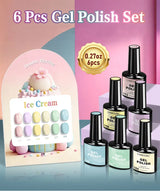 LIMEGIRL 6pcs/set Gel Nail Polish Ice Cream Color Vernis Semi-Permanent UV Gel Nail Art Varn Nail Polish Gel kit