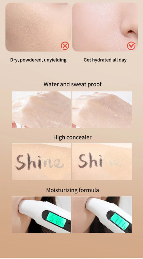 OCHEAL BB Cream Air Cushion Full Coverage Waterproof Long-lasting Concealer Cushion Compact Face Makeup Foundation CC Cream