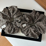 korea fashion Leopard print oversized scrunchie for women elastic big hair tie girls black hair rubber bands Retro hair rope