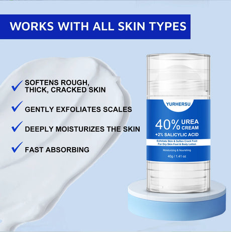40% Urea Foot Cream Stick - Moisturizing & Exfoliating Cracked Heel Repair Deep Hydration for Dry Feet Long protect