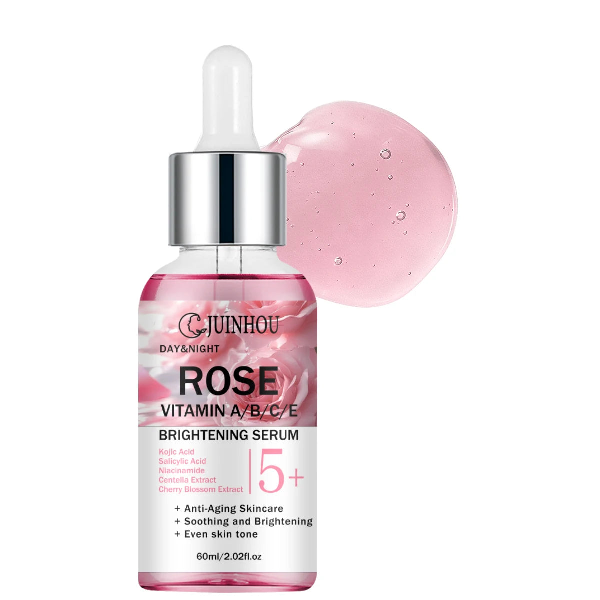 JUINHOU Natural Rose Vitamin ABCE Face Serum for Dull Uneven Skin Daily Hydrating Face Care Improve Skin Radiance Daily Skincare