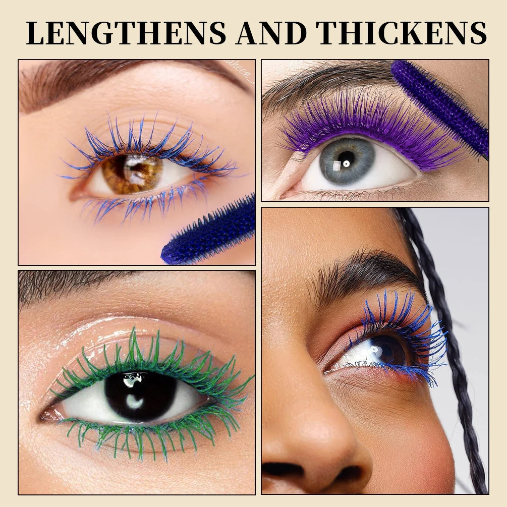 QIBEST 4D Silk Fiber Eyelash Mascara Waterproof Colorful Mascara For Eyelash Extension Thick Lift Lengthening Lasting Makeup