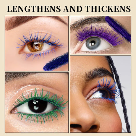 QIBEST 4D Silk Fiber Eyelash Mascara Waterproof Colorful Mascara For Eyelash Extension Thick Lift Lengthening Lasting Makeup
