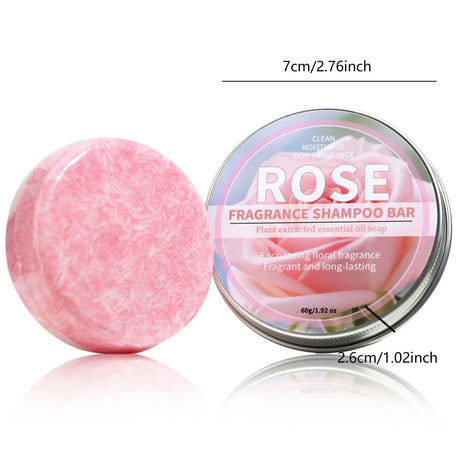 Pink Rose Essential Oil Shampoo Bar, Plant Extract Essence Deep Cleaning Hand Soap, Soft Shampoo and Hair Care Soap