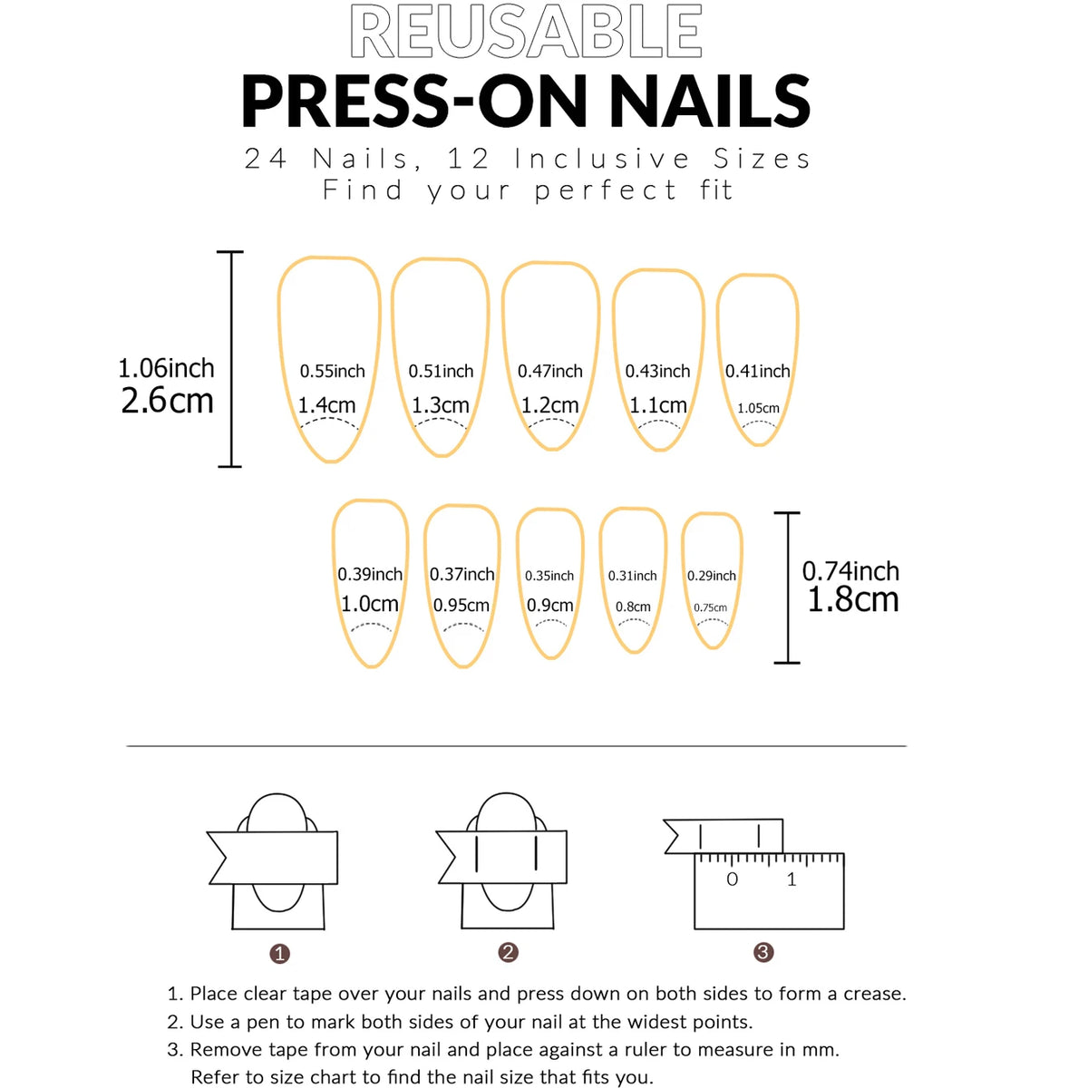 24pcs Upgrade Your Look With White Gradient Almond False Nails 1pc Nail File & 1Nail Glue Sticker Kit Nails