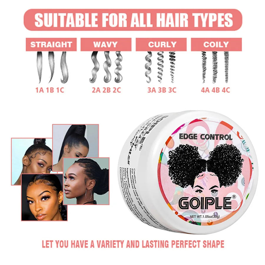 GOIPLE 30G Edge Control for 4C Curls Hair Styling Cream Tames Broken and Fix Bang Pomade Mini Small Hair Gel