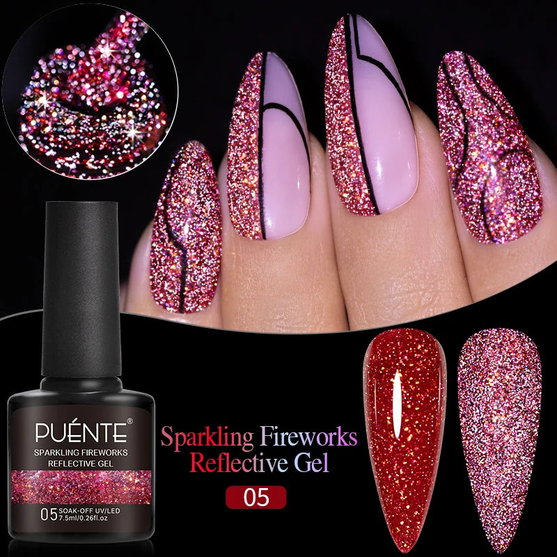 PUENTE 7.5ML Nude Shade Moonlight Cat Magnetic Gel Nail Polish Ultra-Bright Cat Eye Soak Off UV Semi-Permanent Varnish Manicure