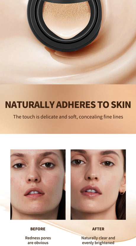 OCHEAL BB Cream Air Cushion Full Coverage Waterproof Long-lasting Concealer Cushion Compact Face Makeup Foundation CC Cream
