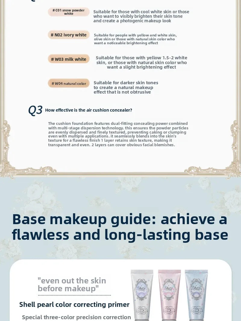 Flower Knows Makeup Base Garden Air Cushion Foundation CC Cream Skin Friendly Concealer Makeup Moisturizing Natural Coverage