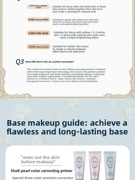 Flower Knows Makeup Base Garden Air Cushion Foundation CC Cream Skin Friendly Concealer Makeup Moisturizing Natural Coverage