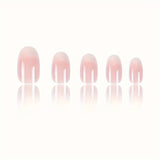 24pcs Upgrade Your Look With White Gradient Almond False Nails 1pc Nail File & 1Nail Glue Sticker Kit Nails