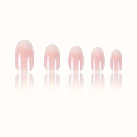 24pcs Upgrade Your Look With White Gradient Almond False Nails 1pc Nail File & 1Nail Glue Sticker Kit Nails