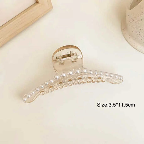 Simulated Pearl Hair Claws for Women Korean Acrylic Hair Clips Girls Large Size Barrette Shark Clip Fashion Hair Accessories