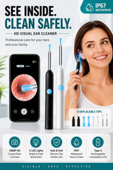 Visual Ear Wax Remover 1080P HD Camera USB-C Rechargeable Ear Cleaner IP67 Waterproof Otoscope with 6 LED Lights for Adults Kids