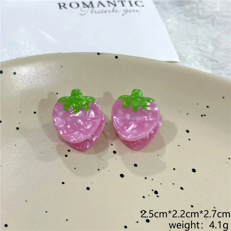 2Pcs/Lot Summer Style Women Hair Accessories New Mini Fruit Gripper Cute Strawberry Watermelon Imitation Fruit Shaped Hair Clips