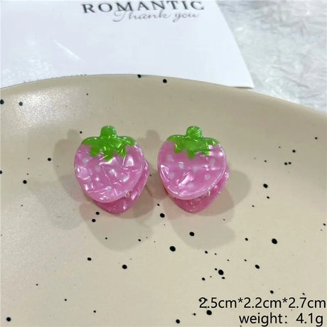 2Pcs/Lot Summer Style Women Hair Accessories New Mini Fruit Gripper Cute Strawberry Watermelon Imitation Fruit Shaped Hair Clips