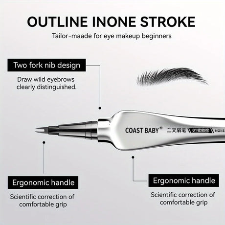Natural Hair-Like Strokes Eyebrow Pen COAST BABY 2 Forks Tip Waterproof Long Lasting Smudge Proof Brow Pen