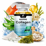 Premium Hydrolyzed Marine Collagen Supplement, with Hyaluronic Acid, Vitamin C & E, Promotes Glowing Skin, Hair & Nails Health
