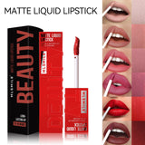 6 Colors of Long-Lasting Velvet Liquid Lipstick with Matte Texture Waterproof Non-Stick Cup Professional Lip Makeup Products