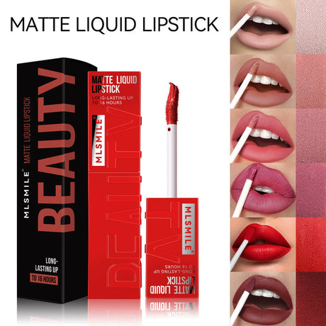 6 Colors of Long-Lasting Velvet Liquid Lipstick with Matte Texture Waterproof Non-Stick Cup Professional Lip Makeup Products