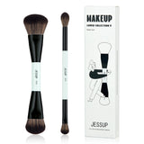 Jessup Makeup Brush Set Double Sided Makeup Brushes Foundation Contour Blush Blending Eyebrow Shadow,Fiber Bright Cyan T501