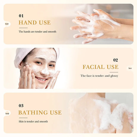 BIOAQUA White Rice Raw Pulp Facial Soap Face Wash Foam Facial Cleanser Moisturizing Whitening Body Bathing Handmade Soap