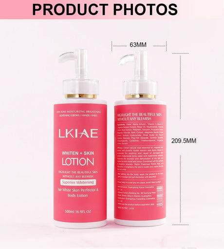 LKIAE Fair White Body Lotion for Bright & Healthy Skin, Moisturizing, Reduce Spots, Enhance Radiance, Evens Skin Tone, 500ml