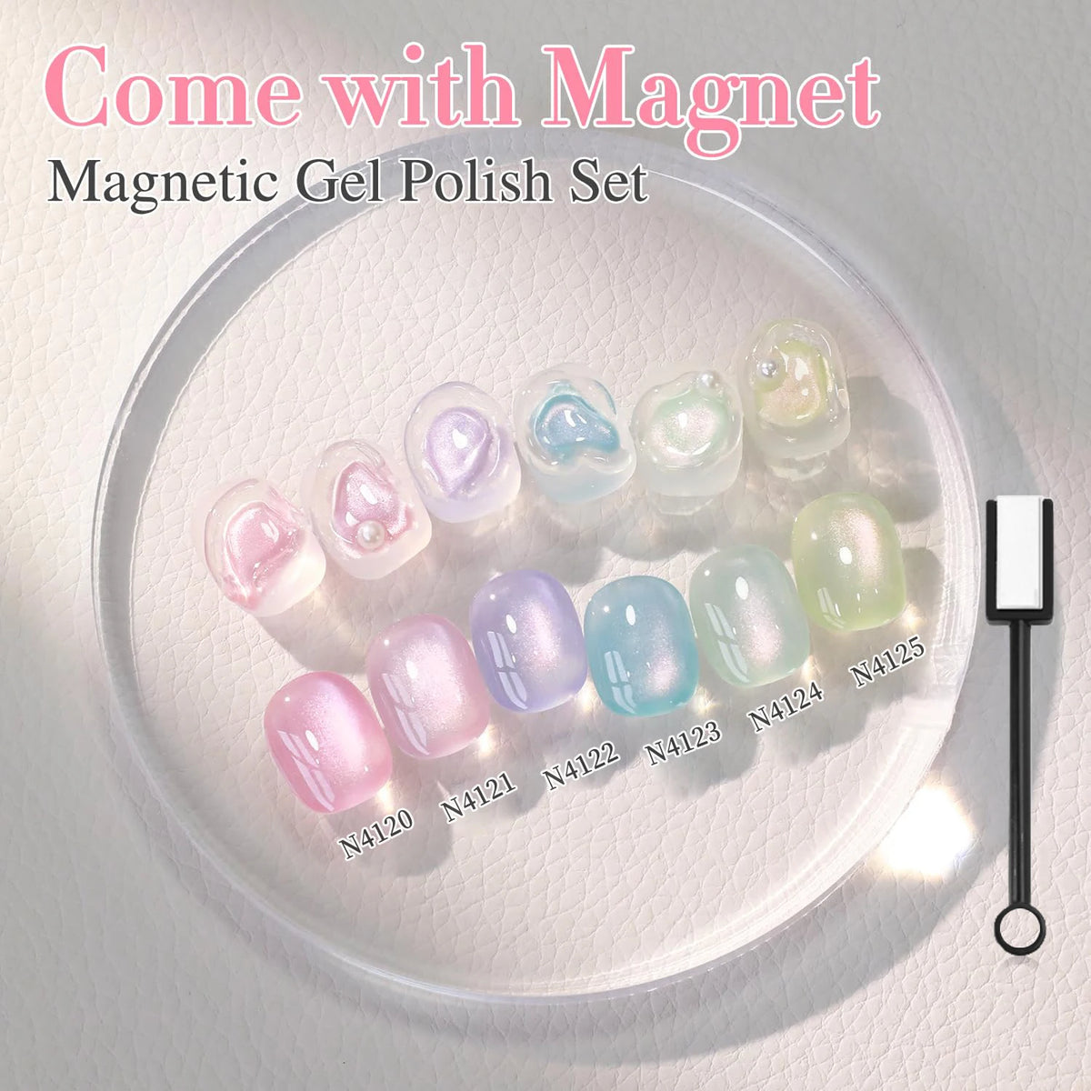DOULINGDAI Cat Eye Gel Nail Polish Set with Magnet for Green Blue Pink Glitter Holographic Cat Eye, Salon Gel Manicure and Nail Art DIY at Home, Minty Fresh