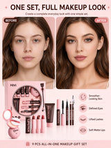 9PCS Makeup Gift Set for Women, All-in-One Lipstick Mascara Eyeliner BB Cream Powder Compact, Travel Beauty Kit for Beginners