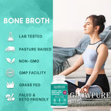 Bone Broth Collagen Protein Capsules - Grass-Fed Collagen Powder for Skin & Bones Joint Health and Flexibility Paleo Friendly