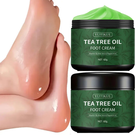 YUITIKUE Tea Tree Foot Cream 60g - 97%! Clinical Proof, Deeply Moisturizes & Soothes Feet, with Vitamin E, Aloe & Peppermint