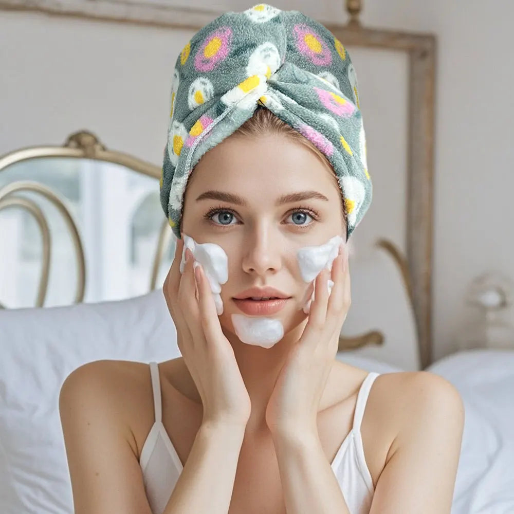 1 Piece of Flower Patterned Dry Hair Towel, Soft and Absorbent, Cute and Charming Dry Hair Cap, Easy to Wear and Not Easy to Fal