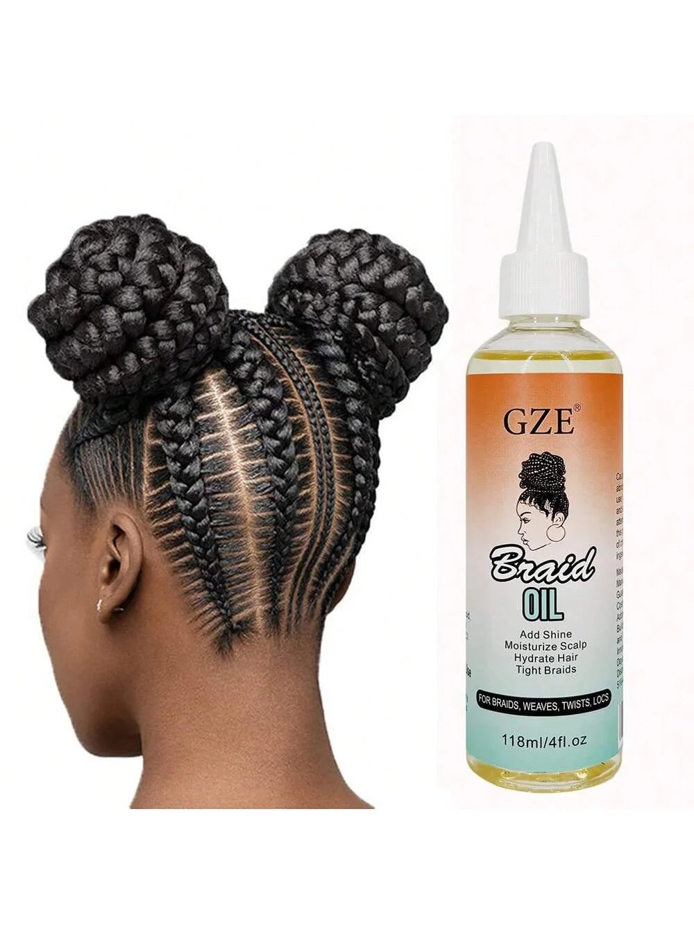 GZE Braid Oil for Natural Hair, Soothing Moisturizing Scalp with Coconut Oil, Promotes Healthier Edges & Shine for Braids, Locs