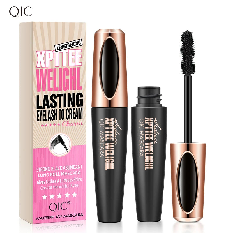 Black 4D Fiber Mascara Thick Lengthening Volumizing Waterproof Sweatproof Long Lasting Eyelash Extension Eye Makeup Cosmetics