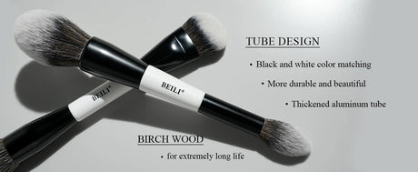 BEILI Dual-ended Makeup Brush Set Professional 12 Pcs Vegan Contour Foundation Powder Eyebrow Bronzer Brushes Cosmetics Kit