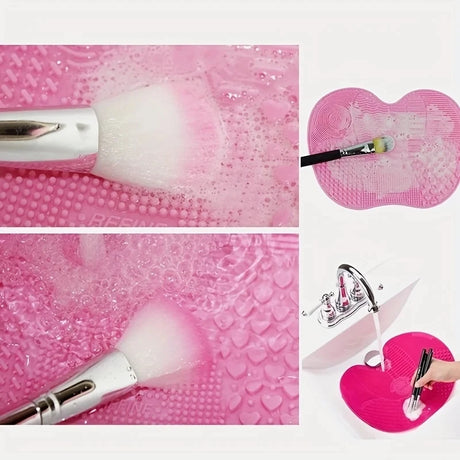 1pcs Silicone Apple-Shaped Makeup Brush Cleaner Pad With Suction Cup For Effective Cosmetic Tool makeup brush cleaning agent pad