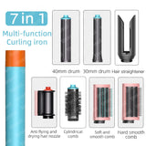 TINSOL 7 in 1 Multi-Function Hair Dryer & Styling Tool Automatic Curling Set 1300W Straightener Professional Salon Hair Dryer