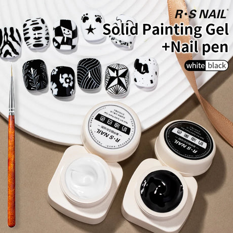 RS NAIL 5g Painting Gel Nail Polish Black White Nail Painting Art Gel Line Flower Drawing Gel Semi-solid UV LED Soak Off Varnish
