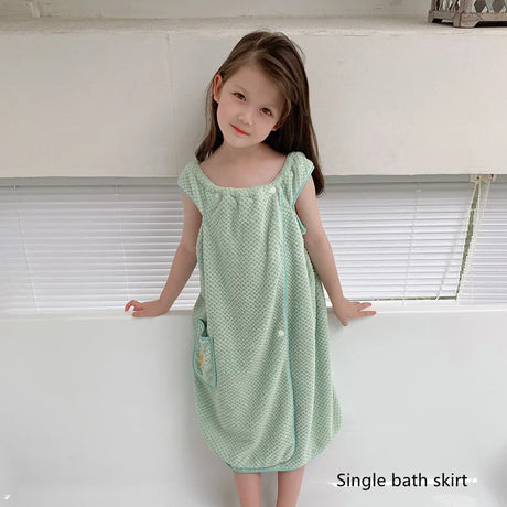 Children's bath towel, bathrobe, Wrap shower skirt Super soft children's absorbent beach towel suitable for 3-1 4year old girls