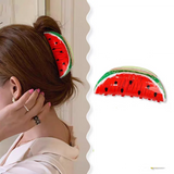 Cute Acrylic Watermelon Kiwifruit Lemon Fruits Large Size Hair Clip Claw For Women New Transparent Geometric Hair Accessories