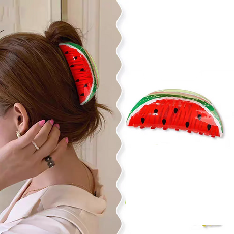 Cute Acrylic Watermelon Kiwifruit Lemon Fruits Large Size Hair Clip Claw For Women New Transparent Geometric Hair Accessories
