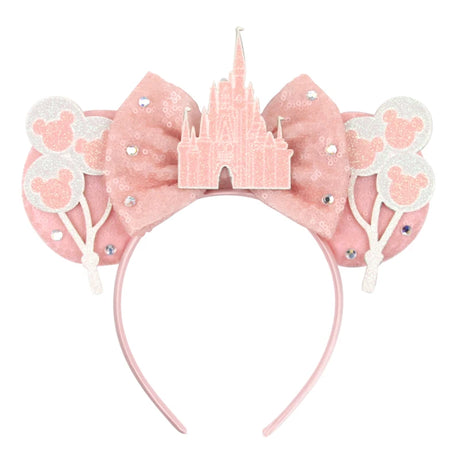 2026 Disney Trip Mickey Ears Headband For Girls Sequin Castle Bow Hairband Cartoon Character Cosplay Hair Accessories Kids Party