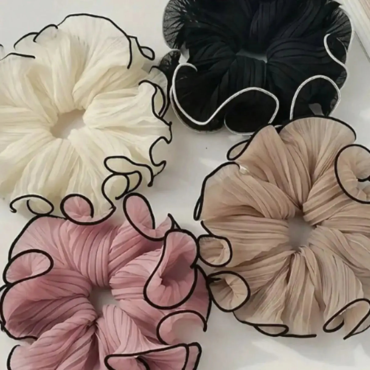 1/4Pcs New Korean Retro Folded Chiffon Oversize Scrunchies Women Sweet Temperament Fashion Exaggerated Hair Band Hair Accessorie
