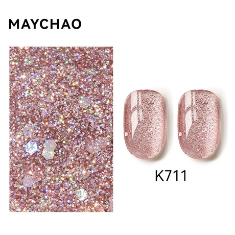 MAYCHAO Cat Eye Magnetic Gel Nail Polish Glitter Effect Semi Permanent Soak Off UV Gel Varnish Manicure For Nail Art