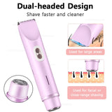 Women Electric Shaver Dual Head Bikini Trimmer Waterproof Body Hair  Trimmer Facial Hair Remover for Bikini Underarm Leg Arm