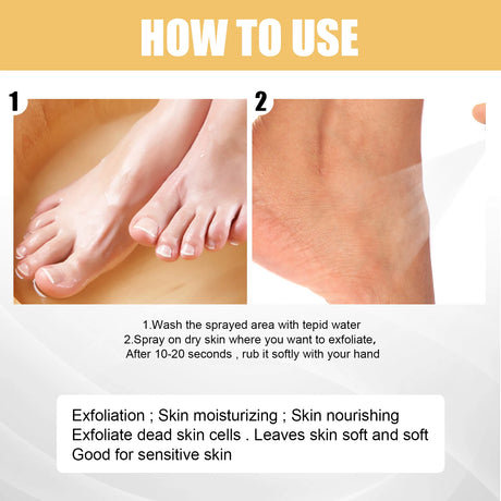 Ouhoe Foot Exfoliating Spray 72H Moisture Lock Callus Softener Anti Dry Crack Repair Odor Control Brightening Foot Care Liquid