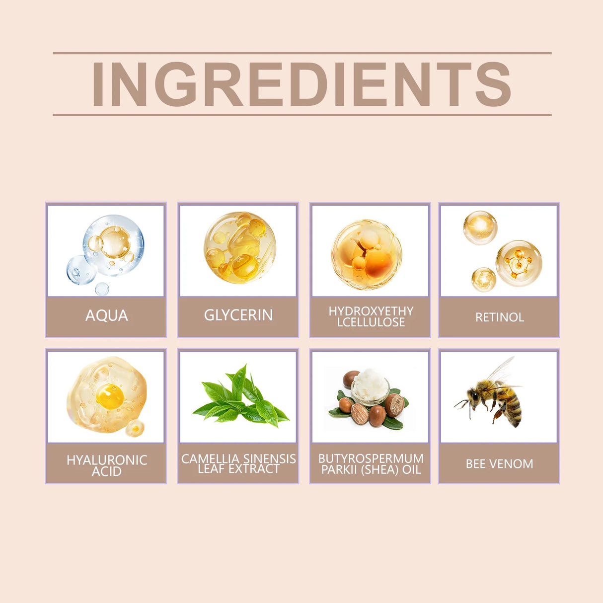 Retinol Bee Venom Facial Capsules Anti-Wrinkle Firming Smoothing Moisturizing Facial Skin Anti-Aging Night Serum for Face & Neck