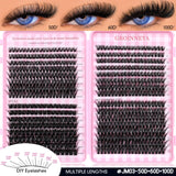 GROINNEYA Fluffy Lash Clusters DIY Natural Thick Cluster Lashes Fluffy Soft Mink Lashes Extension Individual Eyelashes Makeup
