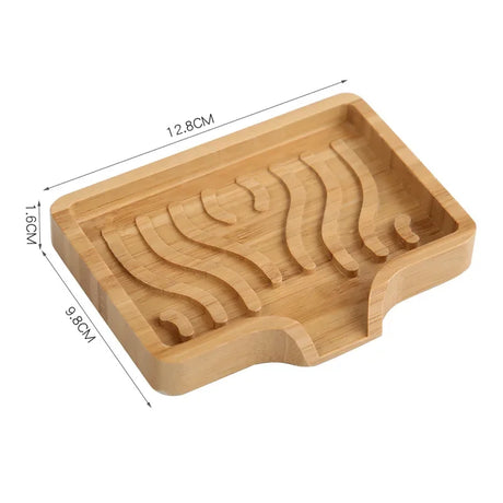 1PCS 13×10×1.8cm Bamboo Wood Self Draining Soaps Dish Holder Bar Soap Saver Tray For Bathtubs Showers Sink Hotel Home Countertop