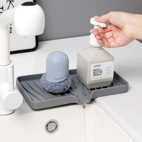 1-Pack Silicone Drain Soap Box Kitchen Bathroom Anti-slip Sink Tray Creative Washing Table Soap Tray Free Punch Drain Rack